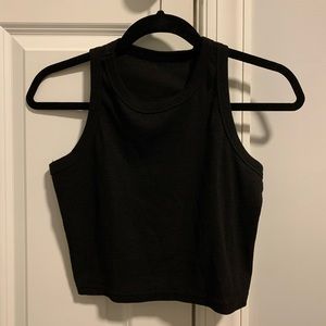 ribbed wide cropped tank top